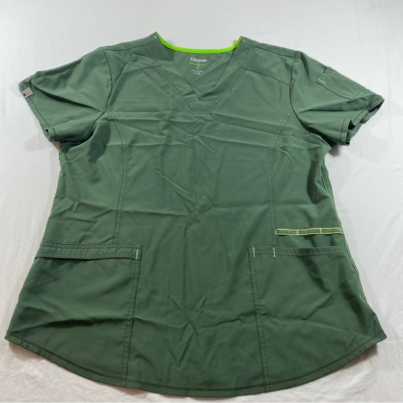 ScrubStar Scrubs Top Nurses Women’s Large Solid green pockets - Picture 1 of 9